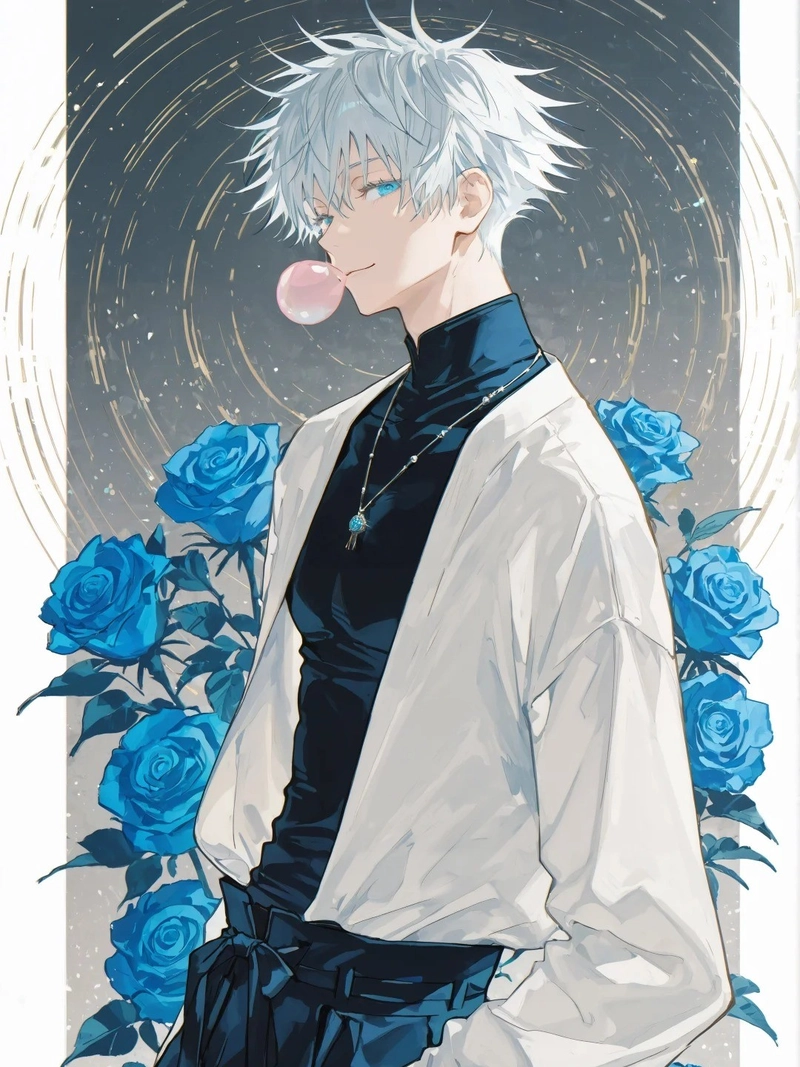 Ảnh Gojo Satoru anime ánh nhìn sắc bén đầy ấn tượng