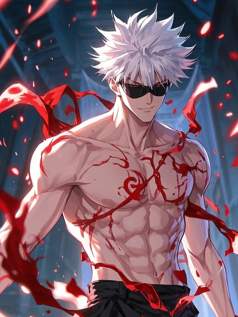 Ảnh anime Gojo Satoru với ánh nhìn sắc sảo nổi bật