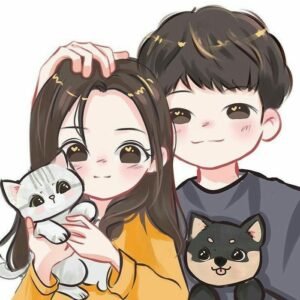 Ảnh cặp chibi đôi vẽ hoạt hình phong cách cute