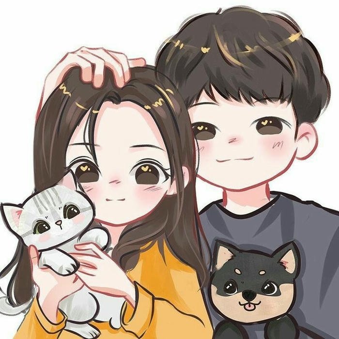 Ảnh cặp chibi đôi vẽ hoạt hình phong cách cute