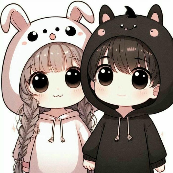 Ảnh cặp đôi chibi anime phong cách kawaii