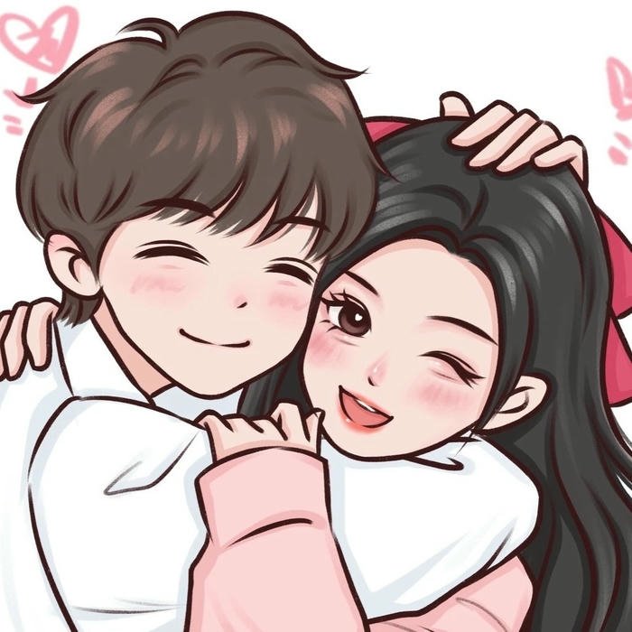 Ảnh cặp đôi chibi vẽ tay phong cách cute