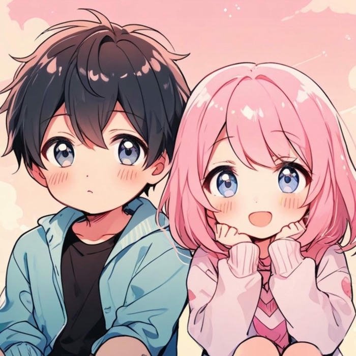 Ảnh chibi cặp đôi anime tạo hình dễ thương