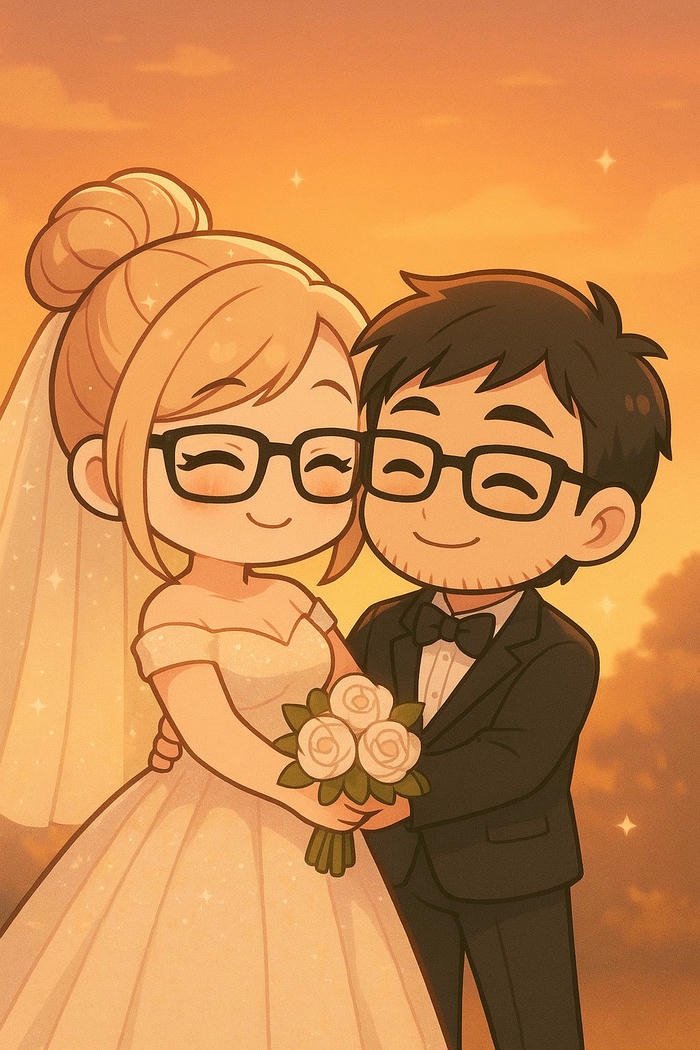 Ảnh chibi cưới cặp đôi phong cách kawaii