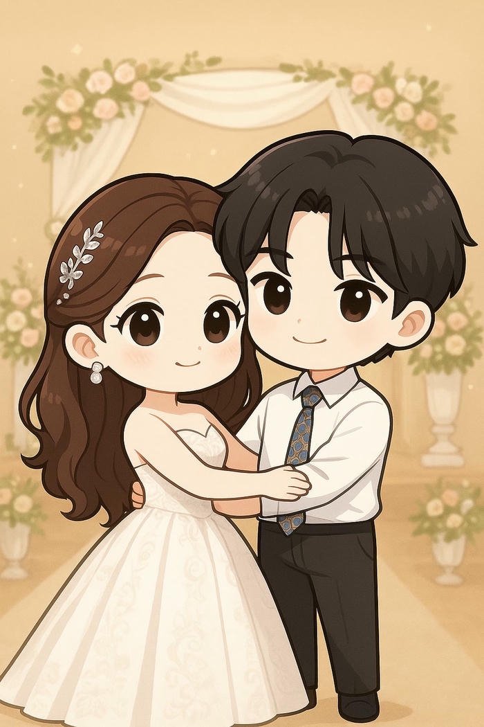 Ảnh chibi cưới hoạt hình cặp đôi đáng yêu