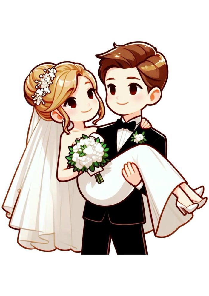 Ảnh chibi cưới minh họa cặp đôi lãng mạn