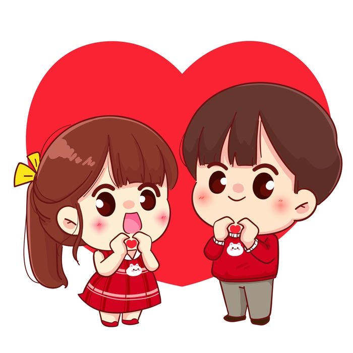 Ảnh chibi đôi cặp tranh vẽ tay cute