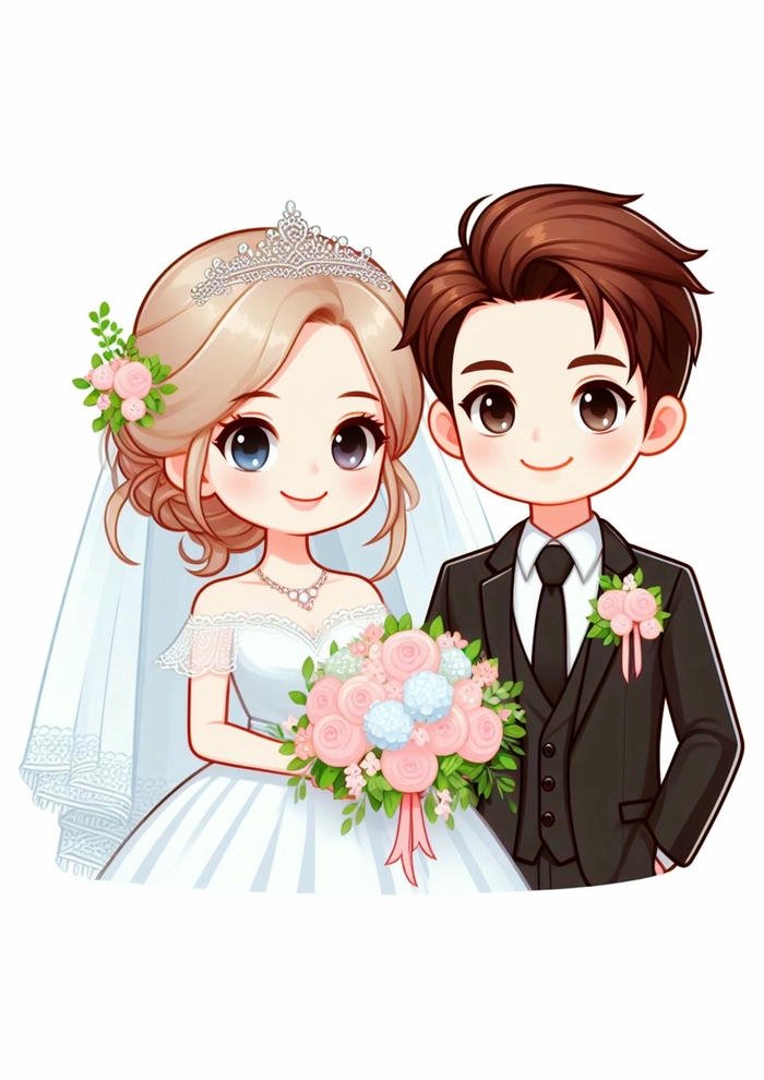 Ảnh cưới chibi phong cách dễ thương lãng mạn