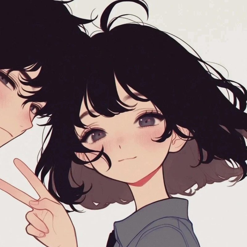 Avatar đôi anime thể hiện cảm xúc thân thiết nhẹ nhàng