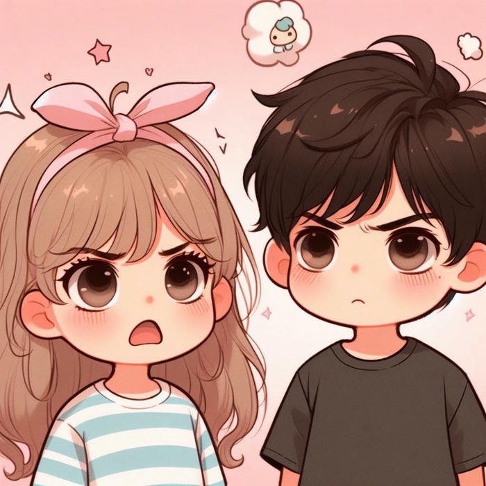 Cặp chibi đôi ảnh minh họa anime đáng yêu