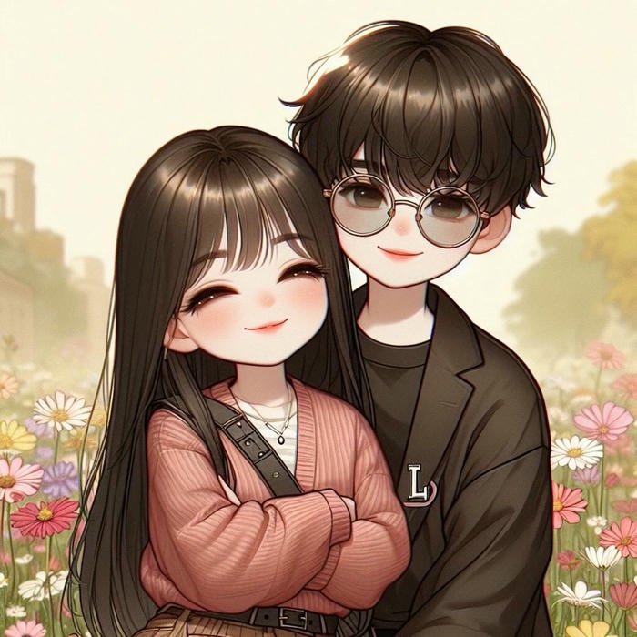 Cặp đôi ảnh chibi tranh vẽ tay dễ thương