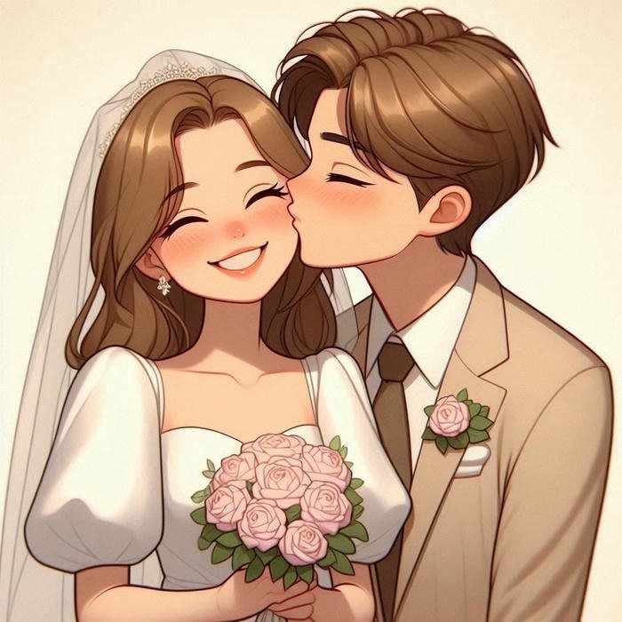 Cặp đôi ảnh cưới chibi anime dễ thương