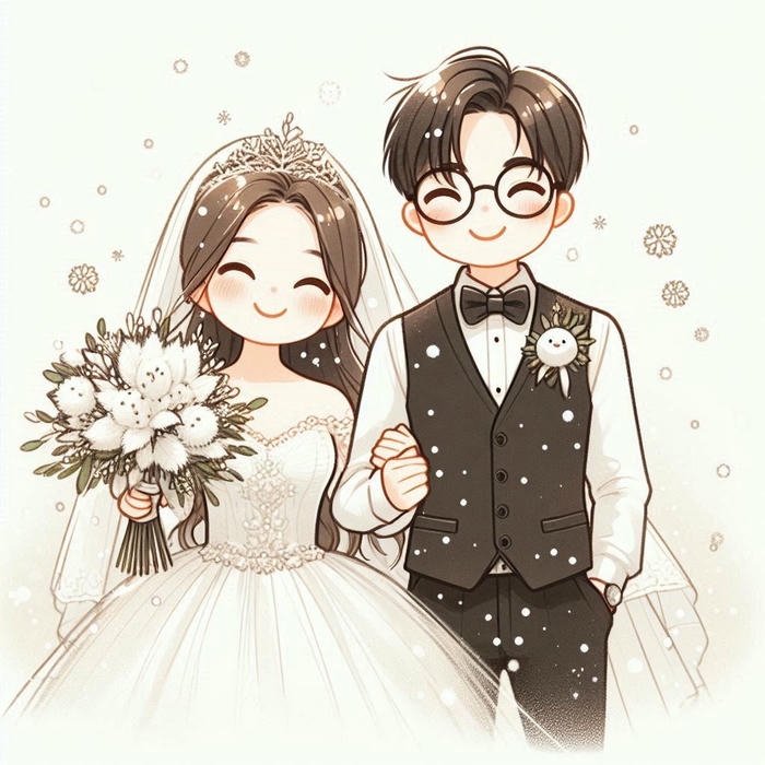 Chibi ảnh cưới phong cách kawaii dễ thương