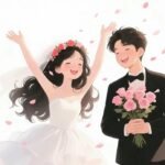 Chibi ảnh cưới tạo hình dễ thương lãng mạn