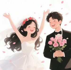 Chibi ảnh cưới tạo hình dễ thương lãng mạn