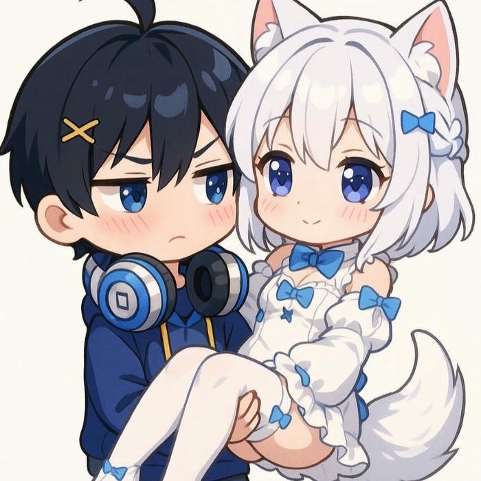 Chibi cặp đôi ảnh tạo hình dễ thương lãng mạn