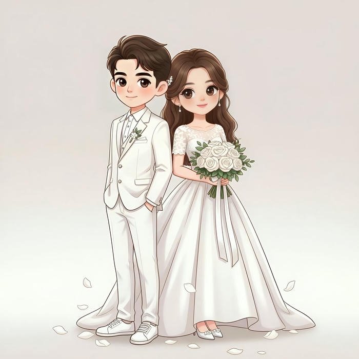 Chibi cưới ảnh phong cách dễ thương anime