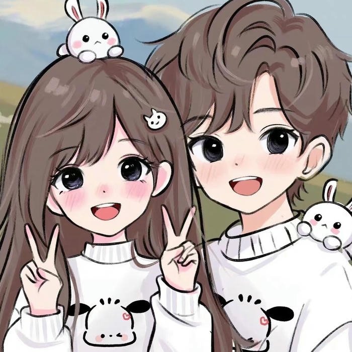Chibi đôi cặp ảnh minh họa dễ thương