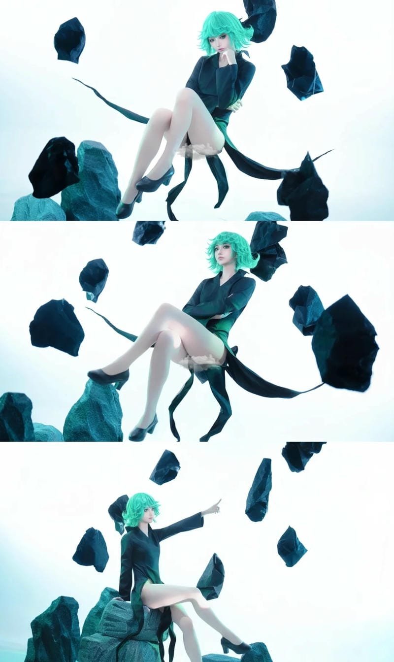 Cosplay Tatsumaki tạo dáng bay, tóc tung trong gió