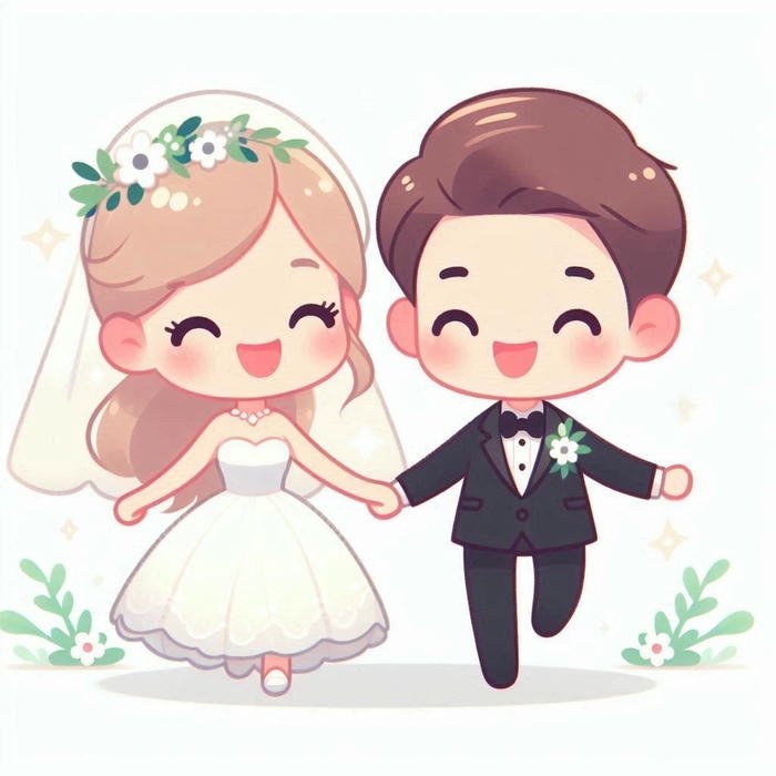 Cưới ảnh chibi tạo hình cặp đôi cute