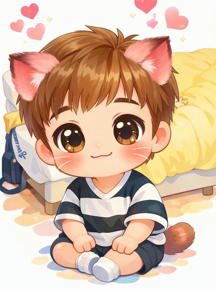 Hình ảnh em bé chibi khắc họa cảm xúc trẻ thơ