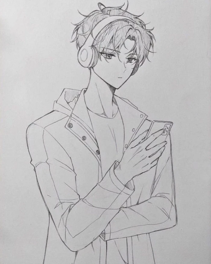 Hình tranh vẽ nam anime cá tính ấn tượng