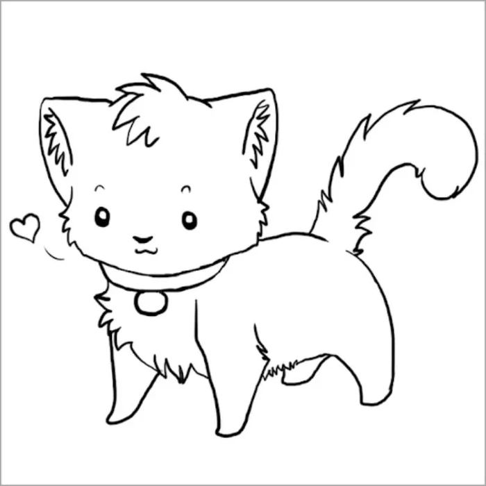 Tranh con mèo tô màu dễ thương