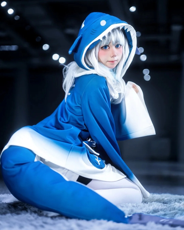 Yaoyaoqwq Gawr Gura cosplay phong thái vui vẻ và nổi bật