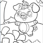 ấm áp tranh tô màu con heo đang nhảy múa