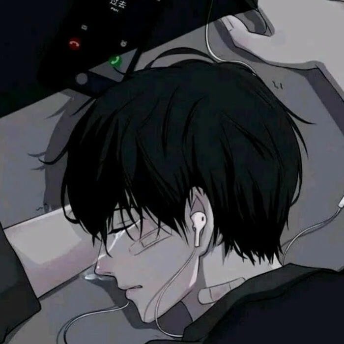 ảnh anime nam buồn giữa khung cảnh tối