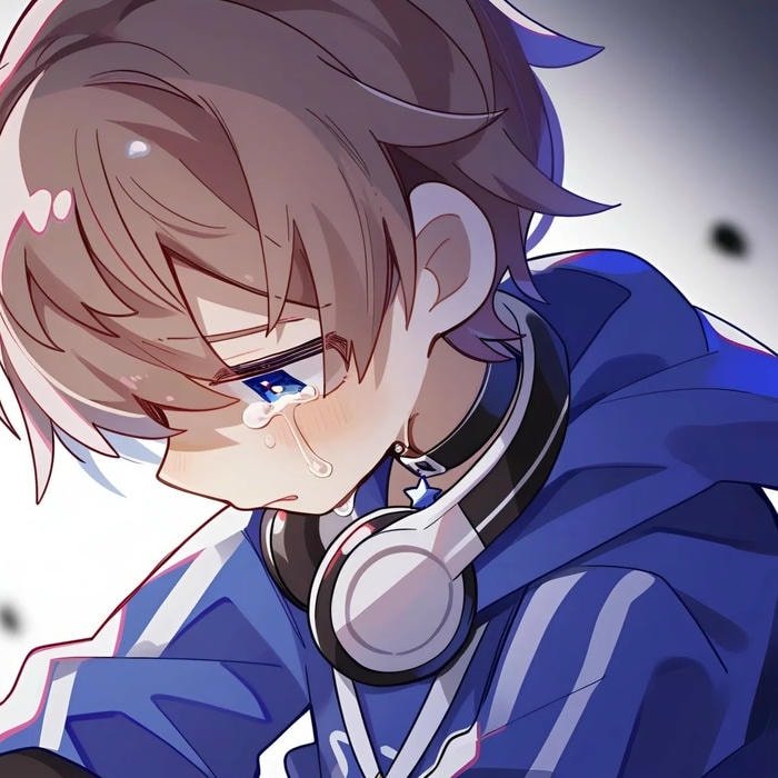 ảnh anime nam buồn ngồi nghe nhạc