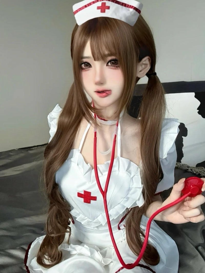 ảnh cosplay y tá góc cận