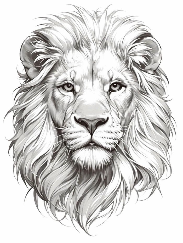 ảnh đen trắng sư tử đang nhìn thẳng mặt ngầu