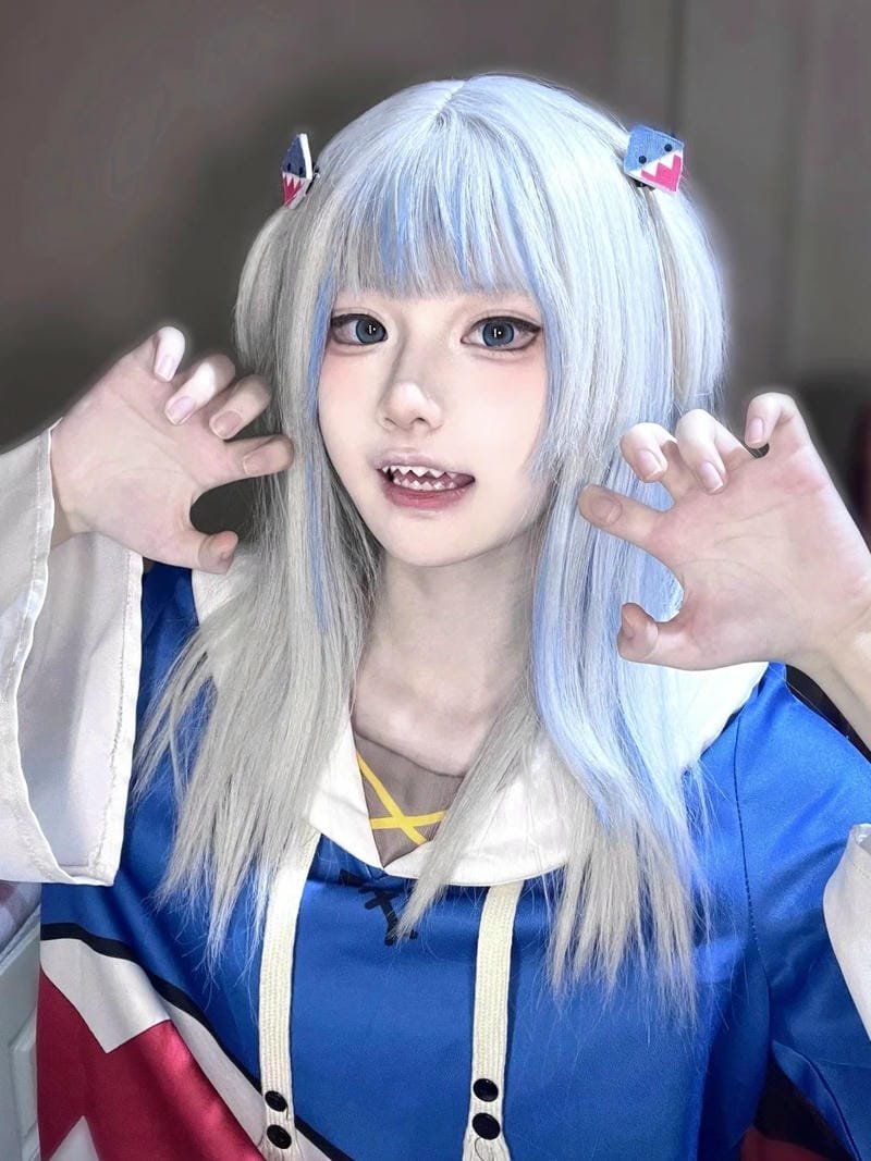 ảnh gawr gura cosplay gam màu mát mắt