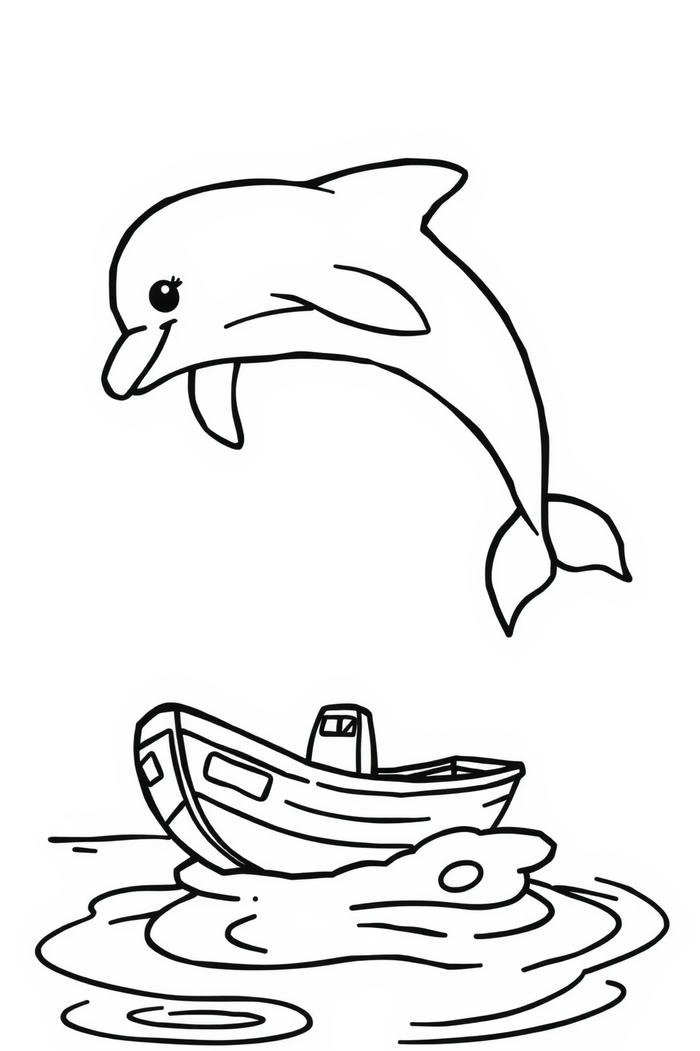 ảnh lineart cá heo ngộ nghĩnh dễ tô