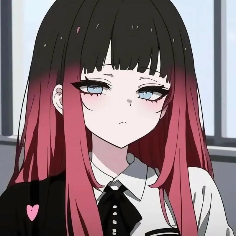 anime girl tóc nhuộm 2 line