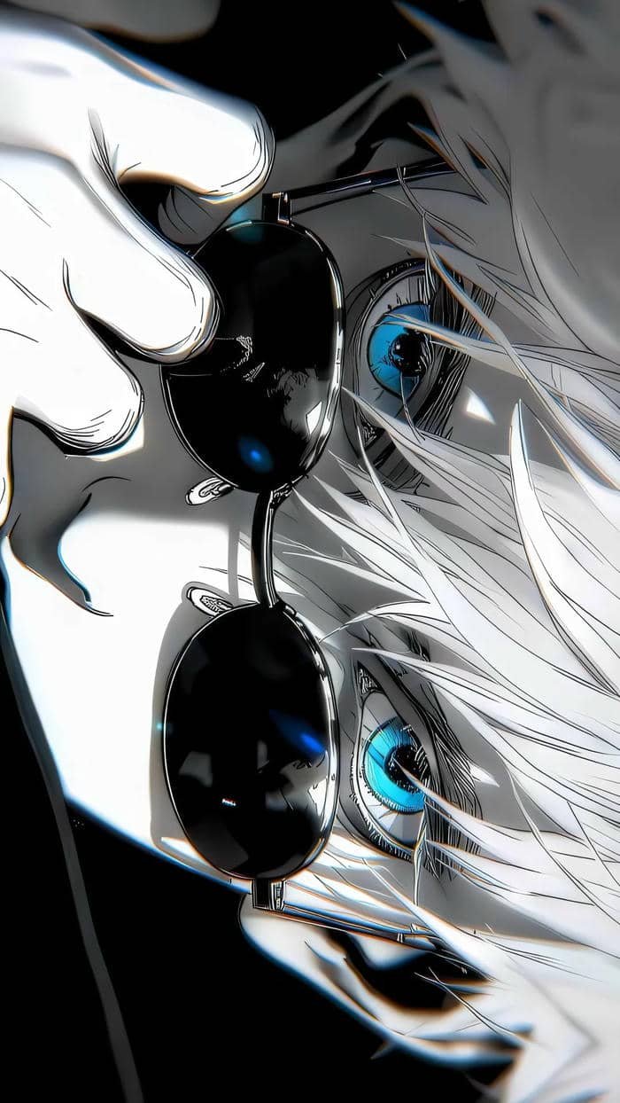 anime ngầu tóc trắng đeo kính