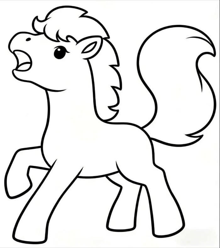 bản phác họa ngựa đơn giản để tô màu