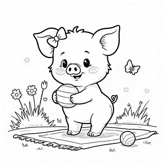 bản tô heo hình lớn dễ phối màu