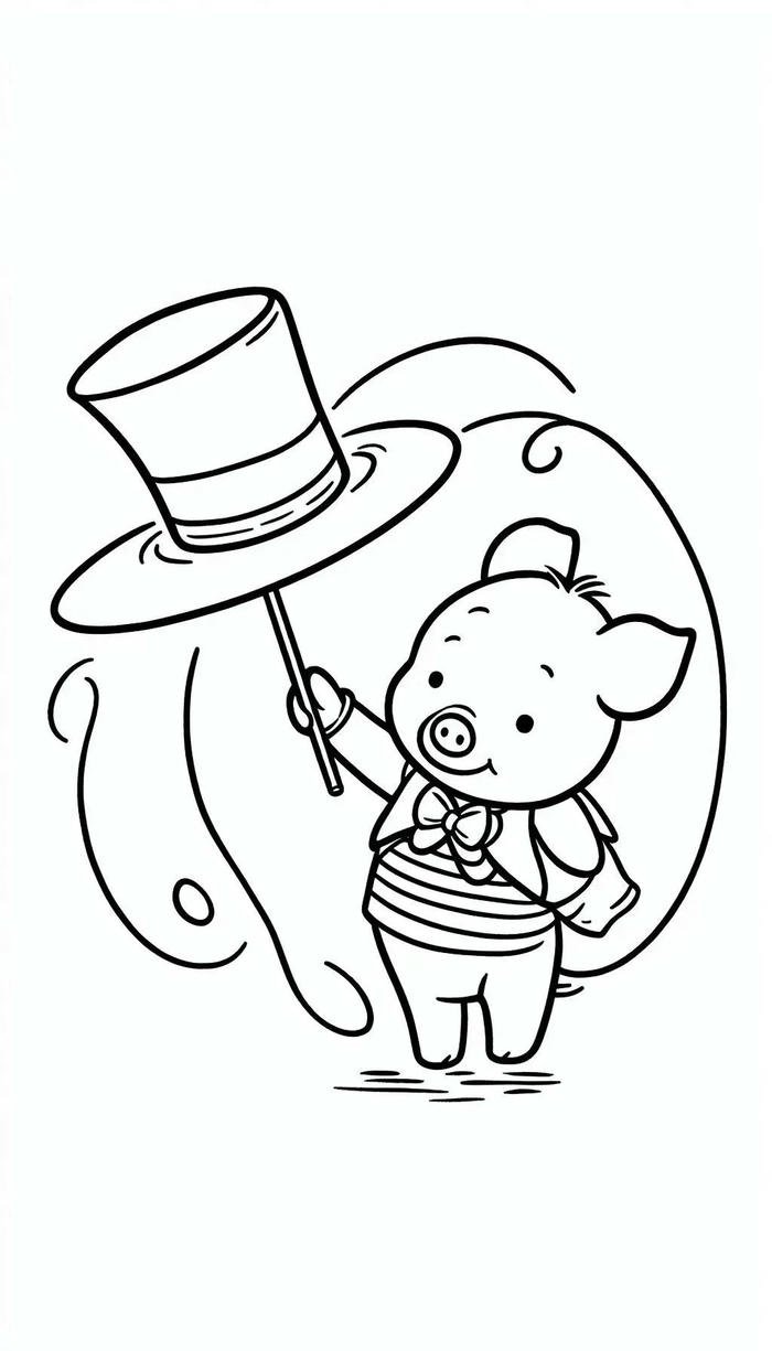 bản vẽ heo con dễ thương phép thuật