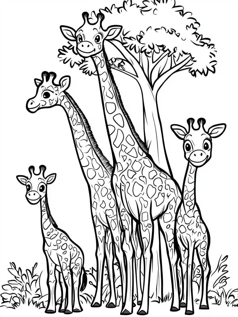 bộ tranh tô màu hươu cao cổ đẹp