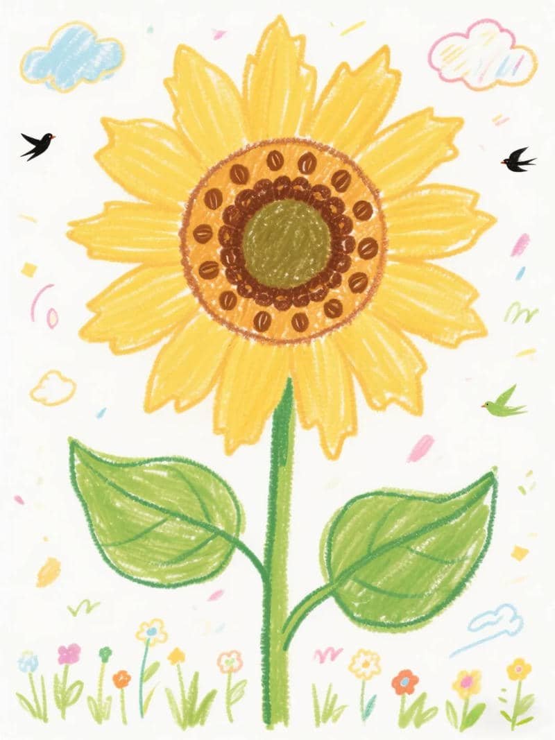 bức vẽ hoa hướng dương mềm mại