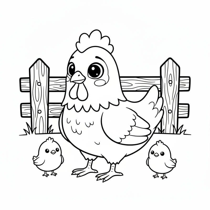 con gà mái xinh xắn tranh tô màu trẻ em