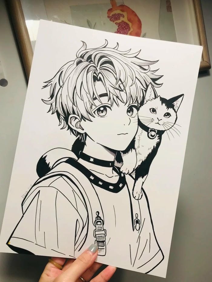 cute anime boy drawing