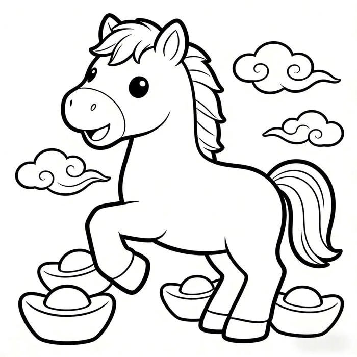 hình ảnh tô con ngựa phù hợp trẻ tập vẽ