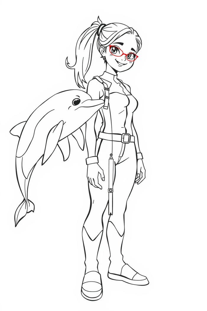 hình cá heo tô màu phong cảnh đẹp