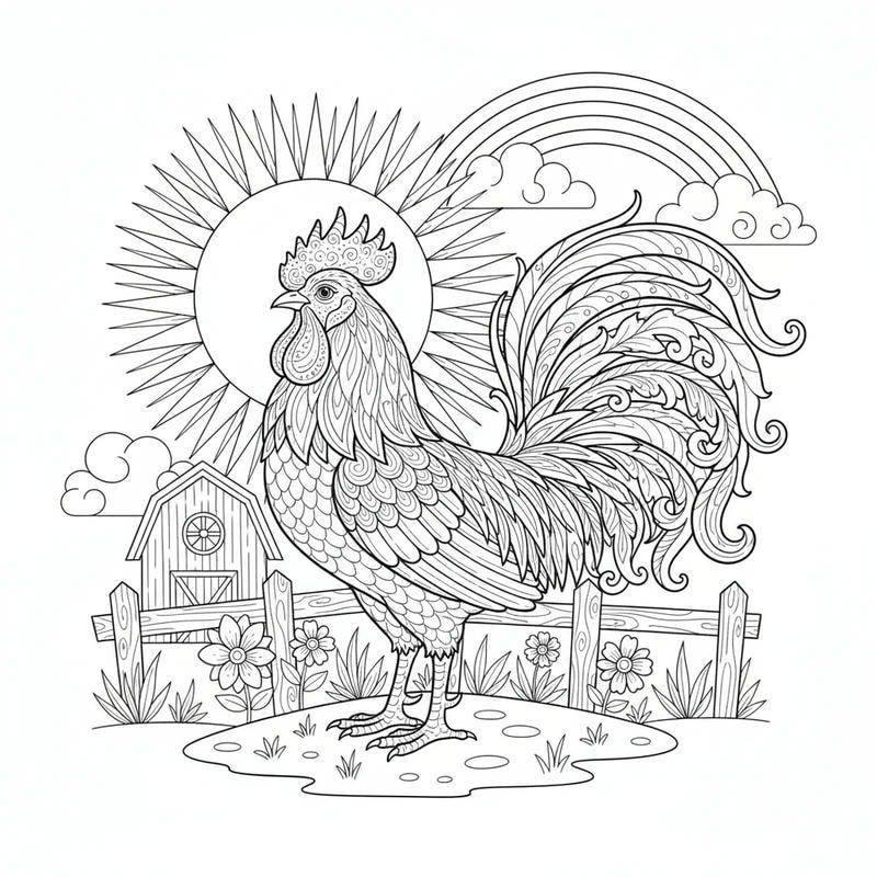 hình gà trống đứng sân rất nổi bật