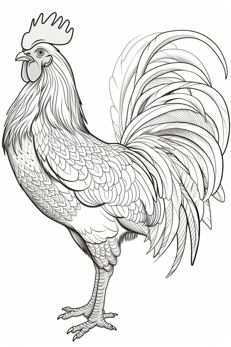 hình gà trống đứng thẳng rất sinh động