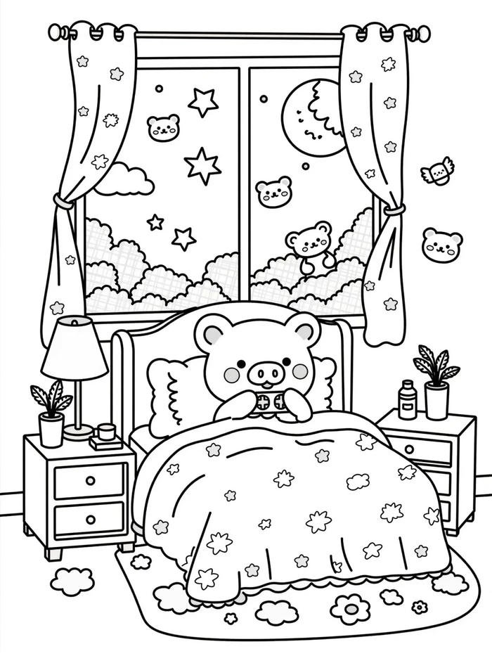 hình heo baby siêu cute dáng tròn trong phòng ngủ