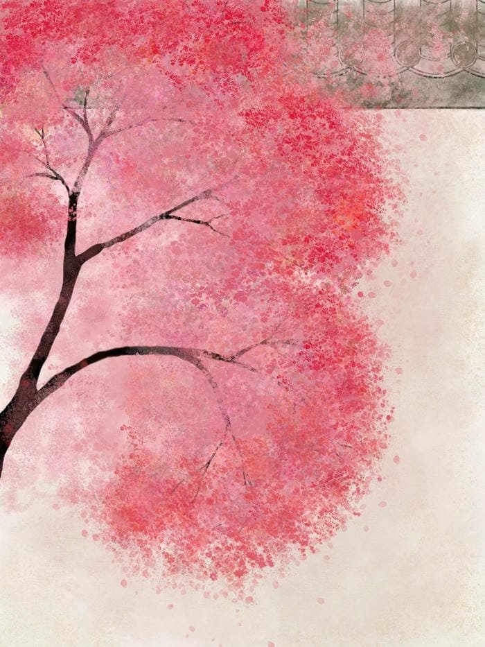 hình hoa đào nghệ thuật treo tường